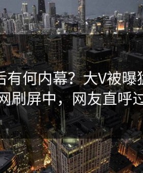 查看背后有何内幕？大V被曝猛料，黑料网刷屏中，网友直呼过瘾