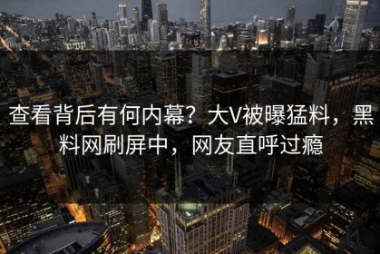 查看背后有何内幕？大V被曝猛料，黑料网刷屏中，网友直呼过瘾