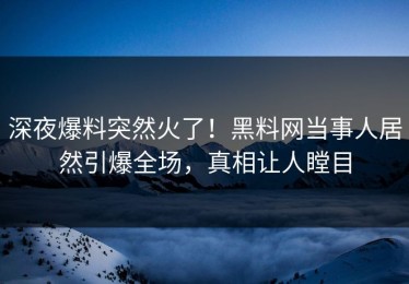 深夜爆料突然火了！黑料网当事人居然引爆全场，真相让人瞠目