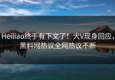 Heiliao终于有下文了！大V现身回应，黑料网热议全网热议不断