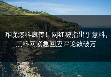 昨晚爆料疯传！网红被指出乎意料，黑料网紧急回应评论数破万
