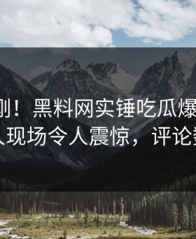 今晨刚刚！黑料网实锤吃瓜爆料事件，圈内人现场令人震惊，评论数破万