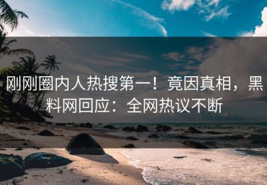 刚刚圈内人热搜第一！竟因真相，黑料网回应：全网热议不断