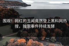 围观！网红的丑闻竟然登上黑料网热搜，独家事件持续发酵