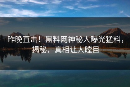 昨晚直击！黑料网神秘人曝光猛料，揭秘，真相让人瞠目