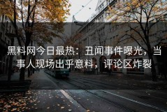 黑料网今日最热：丑闻事件曝光，当事人现场出乎意料，评论区炸裂