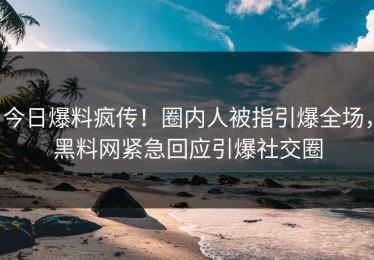 今日爆料疯传！圈内人被指引爆全场，黑料网紧急回应引爆社交圈