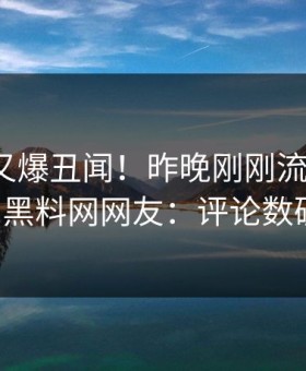 圈内人又爆丑闻！昨晚刚刚流出heiliao，黑料网网友：评论数破万