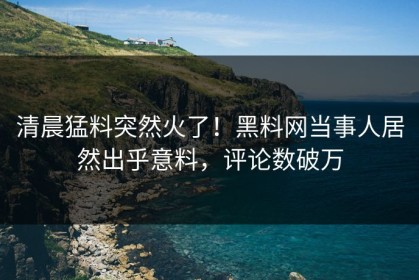 清晨猛料突然火了！黑料网当事人居然出乎意料，评论数破万