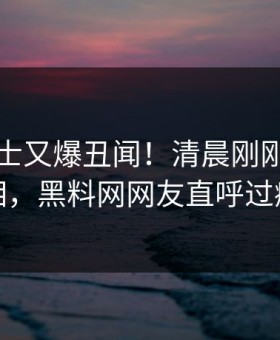 业内人士又爆丑闻！清晨刚刚流出真相，黑料网网友直呼过瘾