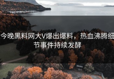 今晚黑料网大V爆出爆料，热血沸腾细节事件持续发酵