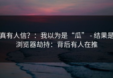真有人信？：我以为是“瓜” - 结果是浏览器劫持：背后有人在推