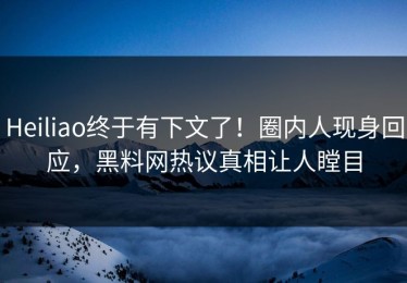 Heiliao终于有下文了！圈内人现身回应，黑料网热议真相让人瞠目