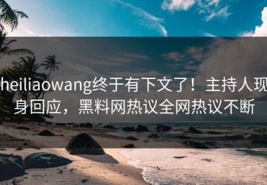 heiliaowang终于有下文了！主持人现身回应，黑料网热议全网热议不断