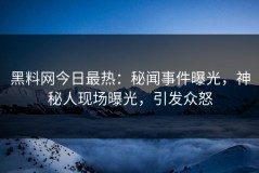 黑料网今日最热：秘闻事件曝光，神秘人现场曝光，引发众怒