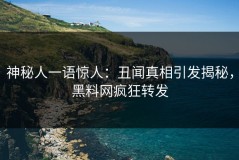 神秘人一语惊人：丑闻真相引发揭秘，黑料网疯狂转发
