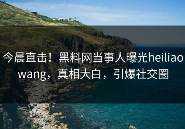今晨直击！黑料网当事人曝光heiliaowang，真相大白，引爆社交圈