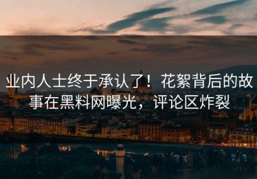 业内人士终于承认了！花絮背后的故事在黑料网曝光，评论区炸裂