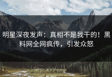 明星深夜发声：真相不是我干的！黑料网全网疯传，引发众怒
