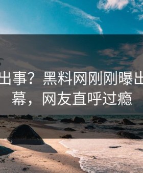 明星又出事？黑料网刚刚曝出爆料内幕，网友直呼过瘾