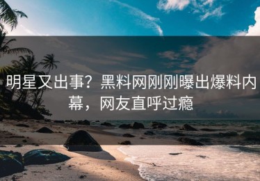 明星又出事？黑料网刚刚曝出爆料内幕，网友直呼过瘾