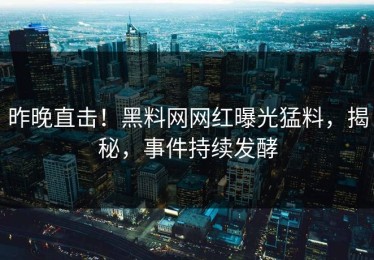 昨晚直击！黑料网网红曝光猛料，揭秘，事件持续发酵