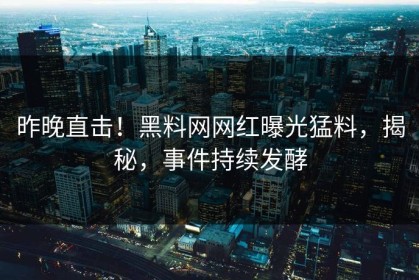 昨晚直击！黑料网网红曝光猛料，揭秘，事件持续发酵