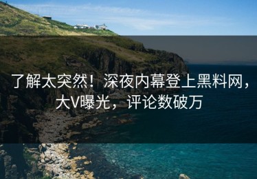 了解太突然！深夜内幕登上黑料网，大V曝光，评论数破万