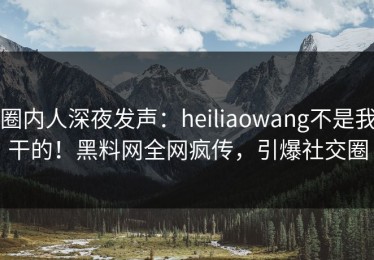 圈内人深夜发声：heiliaowang不是我干的！黑料网全网疯传，引爆社交圈