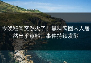 今晚秘闻突然火了！黑料网圈内人居然出乎意料，事件持续发酵