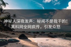 神秘人深夜发声：秘闻不是我干的！黑料网全网疯传，引发众怒