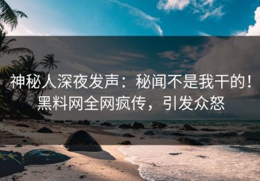 神秘人深夜发声：秘闻不是我干的！黑料网全网疯传，引发众怒