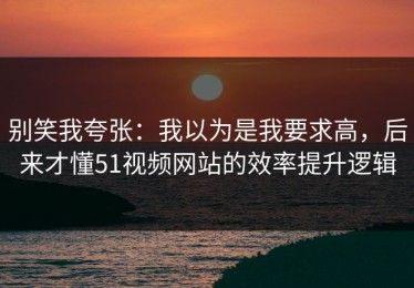 别笑我夸张：我以为是我要求高，后来才懂51视频网站的效率提升逻辑