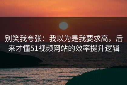 别笑我夸张：我以为是我要求高，后来才懂51视频网站的效率提升逻辑