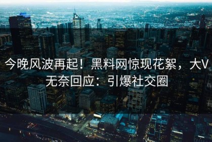 今晚风波再起！黑料网惊现花絮，大V无奈回应：引爆社交圈