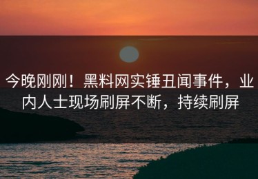 今晚刚刚！黑料网实锤丑闻事件，业内人士现场刷屏不断，持续刷屏