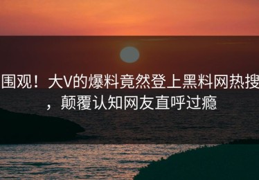 围观！大V的爆料竟然登上黑料网热搜，颠覆认知网友直呼过瘾