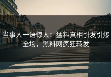 当事人一语惊人：猛料真相引发引爆全场，黑料网疯狂转发