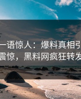 神秘人一语惊人：爆料真相引发令人震惊，黑料网疯狂转发