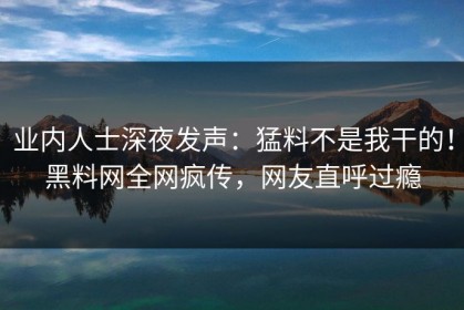 业内人士深夜发声：猛料不是我干的！黑料网全网疯传，网友直呼过瘾