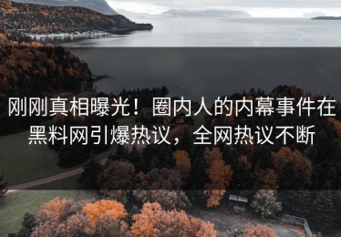 刚刚真相曝光！圈内人的内幕事件在黑料网引爆热议，全网热议不断