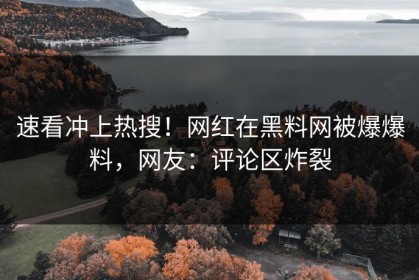 速看冲上热搜！网红在黑料网被爆爆料，网友：评论区炸裂