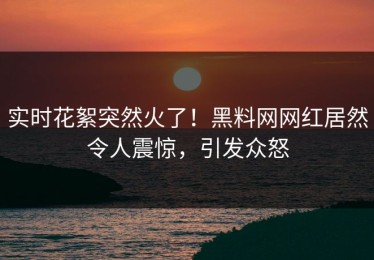实时花絮突然火了！黑料网网红居然令人震惊，引发众怒