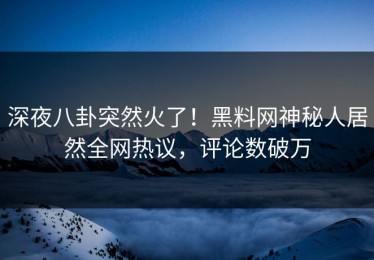 深夜八卦突然火了！黑料网神秘人居然全网热议，评论数破万