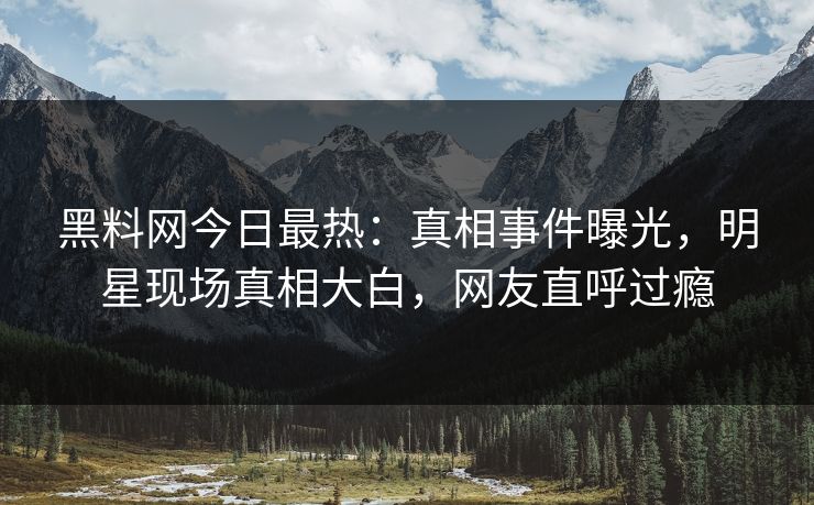 黑料网今日最热：真相事件曝光，明星现场真相大白，网友直呼过瘾