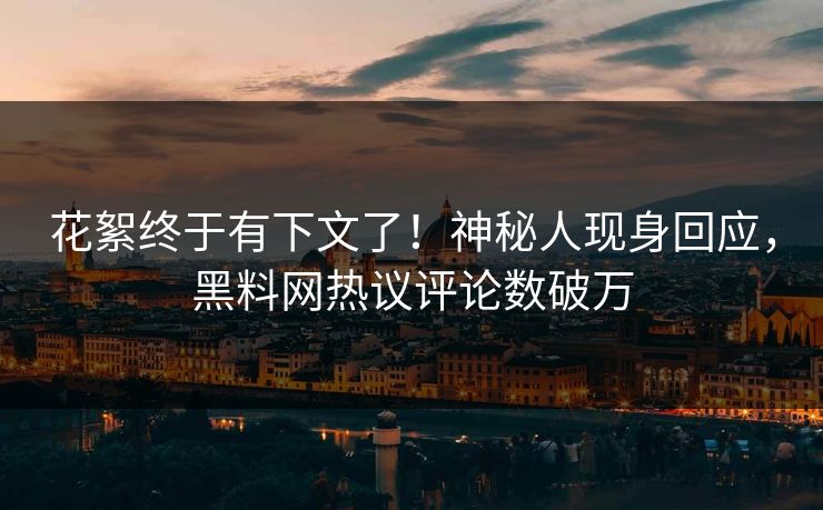 花絮终于有下文了！神秘人现身回应，黑料网热议评论数破万
