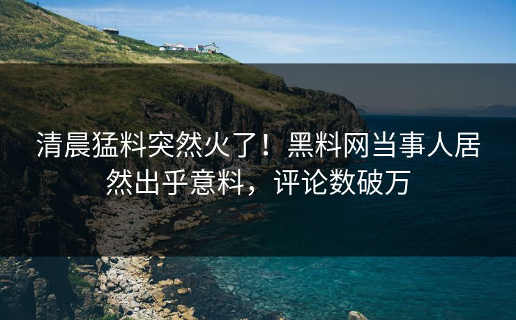 清晨猛料突然火了！黑料网当事人居然出乎意料，评论数破万