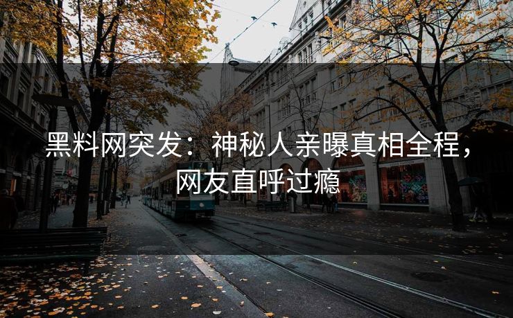 黑料网突发：神秘人亲曝真相全程，网友直呼过瘾