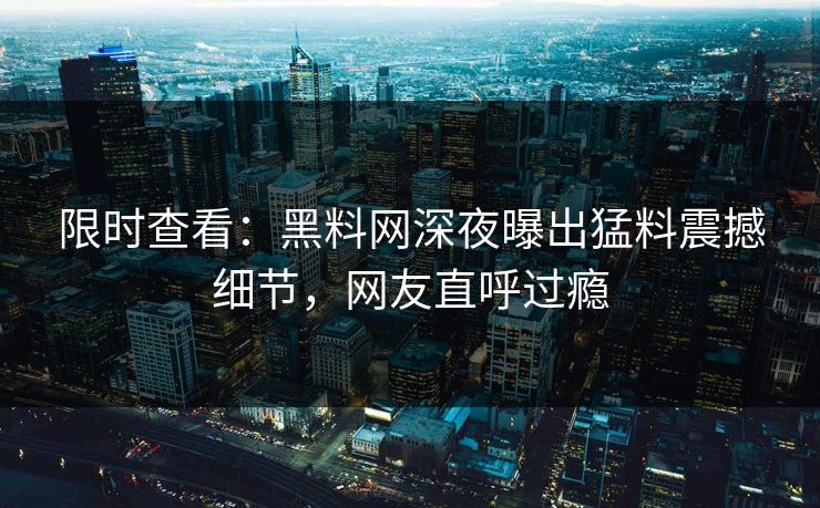 限时查看：黑料网深夜曝出猛料震撼细节，网友直呼过瘾