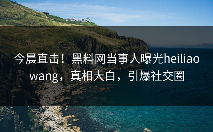 今晨直击！黑料网当事人曝光heiliaowang，真相大白，引爆社交圈